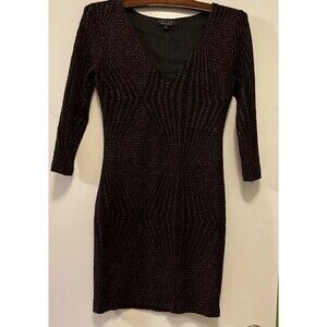 VTG Y2K Trixxi Bodycon S Dress Dainty Metallic Black Holiday Sexy Fitted Event
